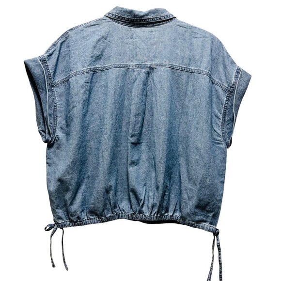 Madewell Womens Denim Side Tie Botton Up Shirt in Aurea Wash Size L - Picture 6 of 9